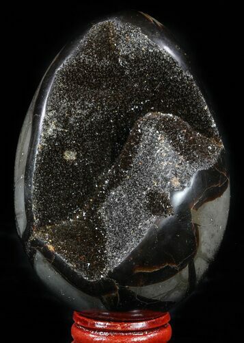 Septarian Dragon Egg Geode - Black Crystals #57339